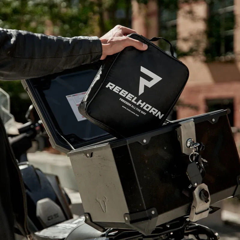 Motociklo uždangalas Rebelhorn Motorcycle Cover II Top Box Black/Silver