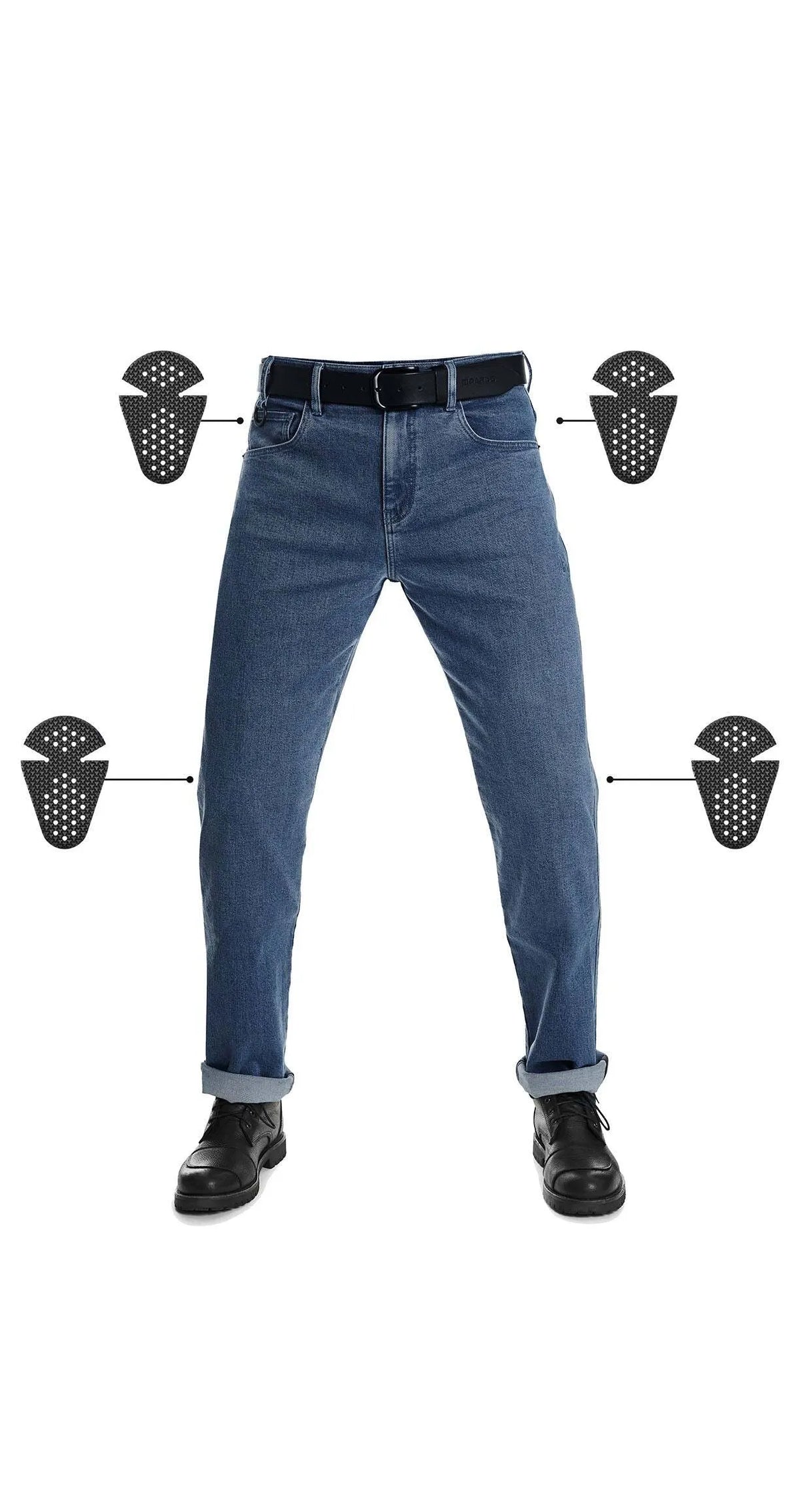 JAMES REGULAR BLUE – vyriški motociklininko džinsai, įprasto kirpimo, CORDURA®