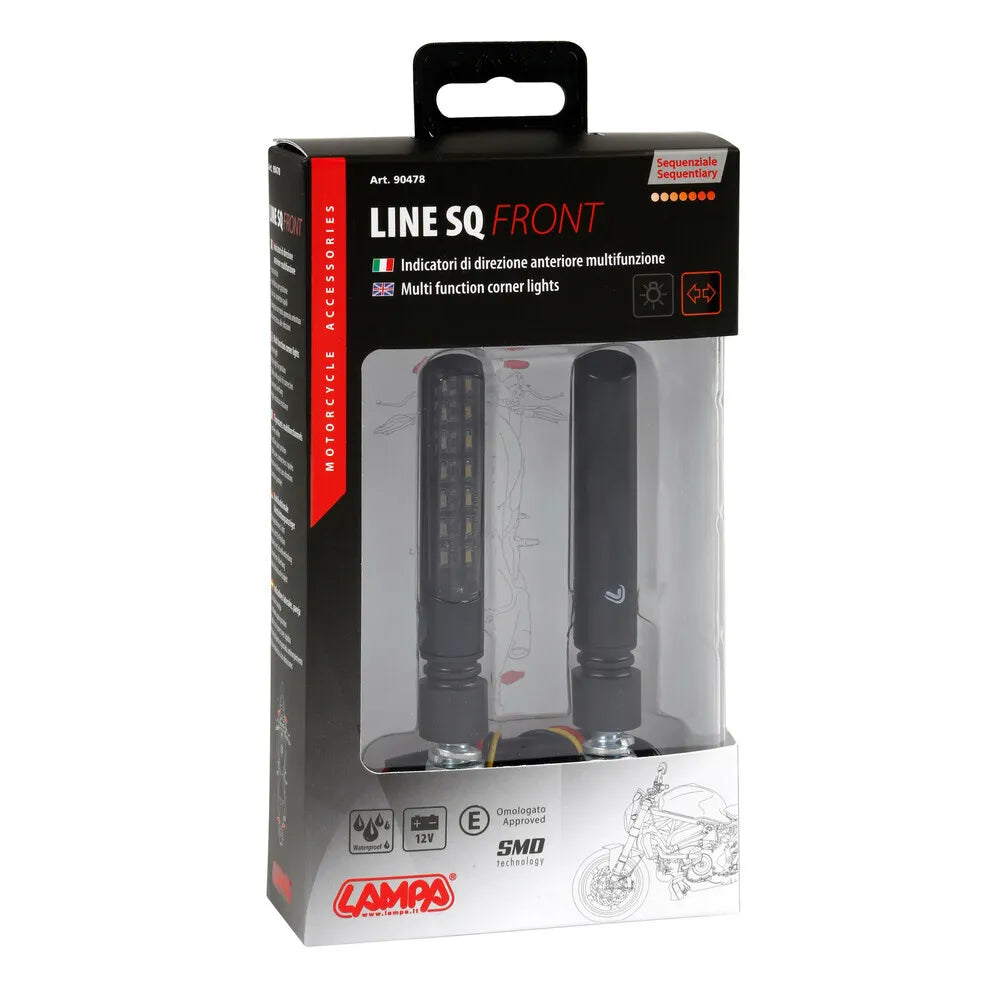 LED PRIEKINIAI POSŪKIAI SU PRIEKINIAIS GABARITO ŽIBINTAIS LAMPA LINE-SQ FRONT 90478