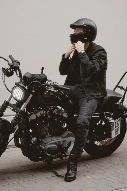 ROBBY SLIM BLACK – vyriški siauro kirpimo motociklininko džinsai iš Cordura®