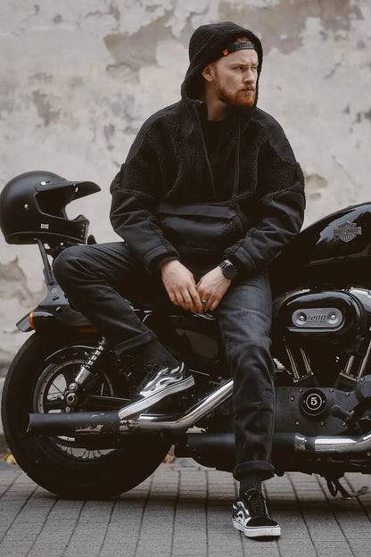 ROBBY SLIM BLACK – vyriški siauro kirpimo motociklininko džinsai iš Cordura®