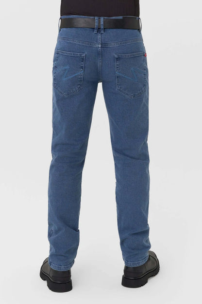 JAMES REGULAR BLUE – vyriški motociklininko džinsai, įprasto kirpimo, CORDURA®
