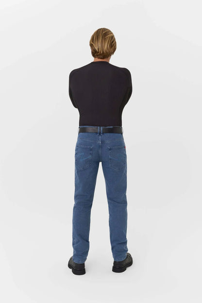 JAMES REGULAR BLUE – vyriški motociklininko džinsai, įprasto kirpimo, CORDURA®