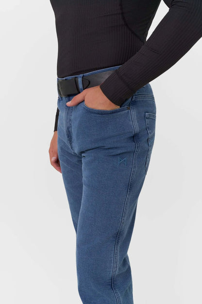 JAMES REGULAR BLUE – vyriški motociklininko džinsai, įprasto kirpimo, CORDURA®