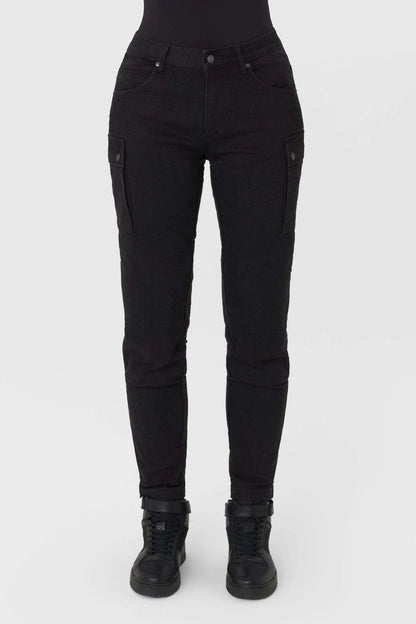 MILA CARGO BLACK – moteriški chino stiliaus „Cordura®“ motociklininkės džinsai