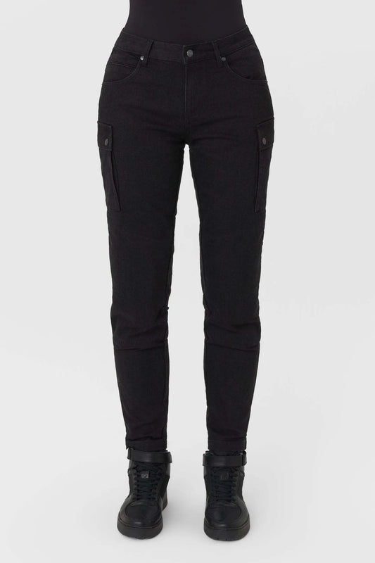 MILA CARGO BLACK – moteriški chino stiliaus „Cordura®“ motociklininkės džinsai