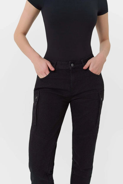 MILA CARGO BLACK – moteriški chino stiliaus „Cordura®“ motociklininkės džinsai