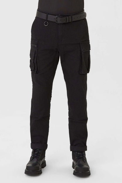DESERT CARGO BLACK – vyriškos motociklininko kelnės „Cordura®“ chino stiliumi