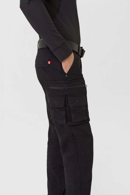 DESERT CARGO BLACK – vyriškos motociklininko kelnės „Cordura®“ chino stiliumi