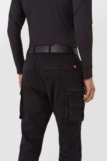 DESERT CARGO BLACK – vyriškos motociklininko kelnės „Cordura®“ chino stiliumi
