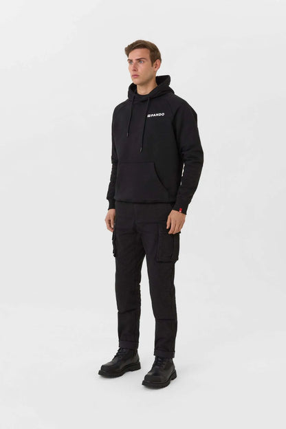 MAX DON’T DIE BLACK – laisvo kirpimo unisex motociklininko džemperis su gobtuvu