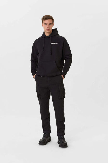 MAX DON’T DIE BLACK – laisvo kirpimo unisex motociklininko džemperis su gobtuvu