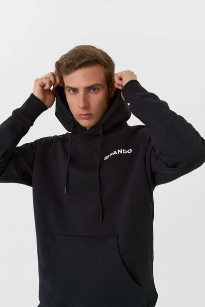 MAX DON’T DIE BLACK – laisvo kirpimo unisex motociklininko džemperis su gobtuvu