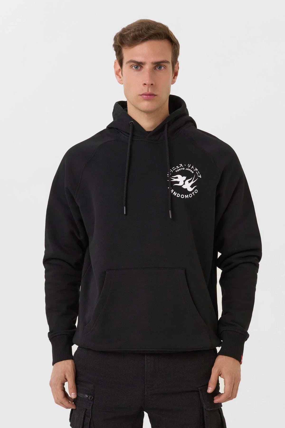 MAX TOKYO BLACK – laisvo kirpimo motociklininko džemperis su gobtuvu, unisex