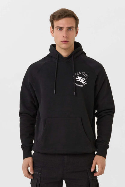MAX TOKYO BLACK – laisvo kirpimo motociklininko džemperis su gobtuvu, unisex