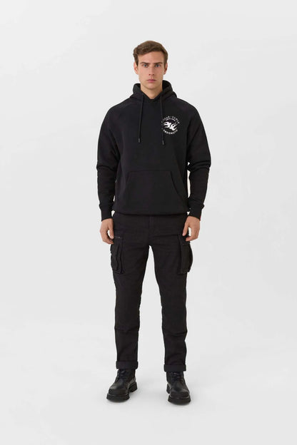 MAX TOKYO BLACK – laisvo kirpimo motociklininko džemperis su gobtuvu, unisex