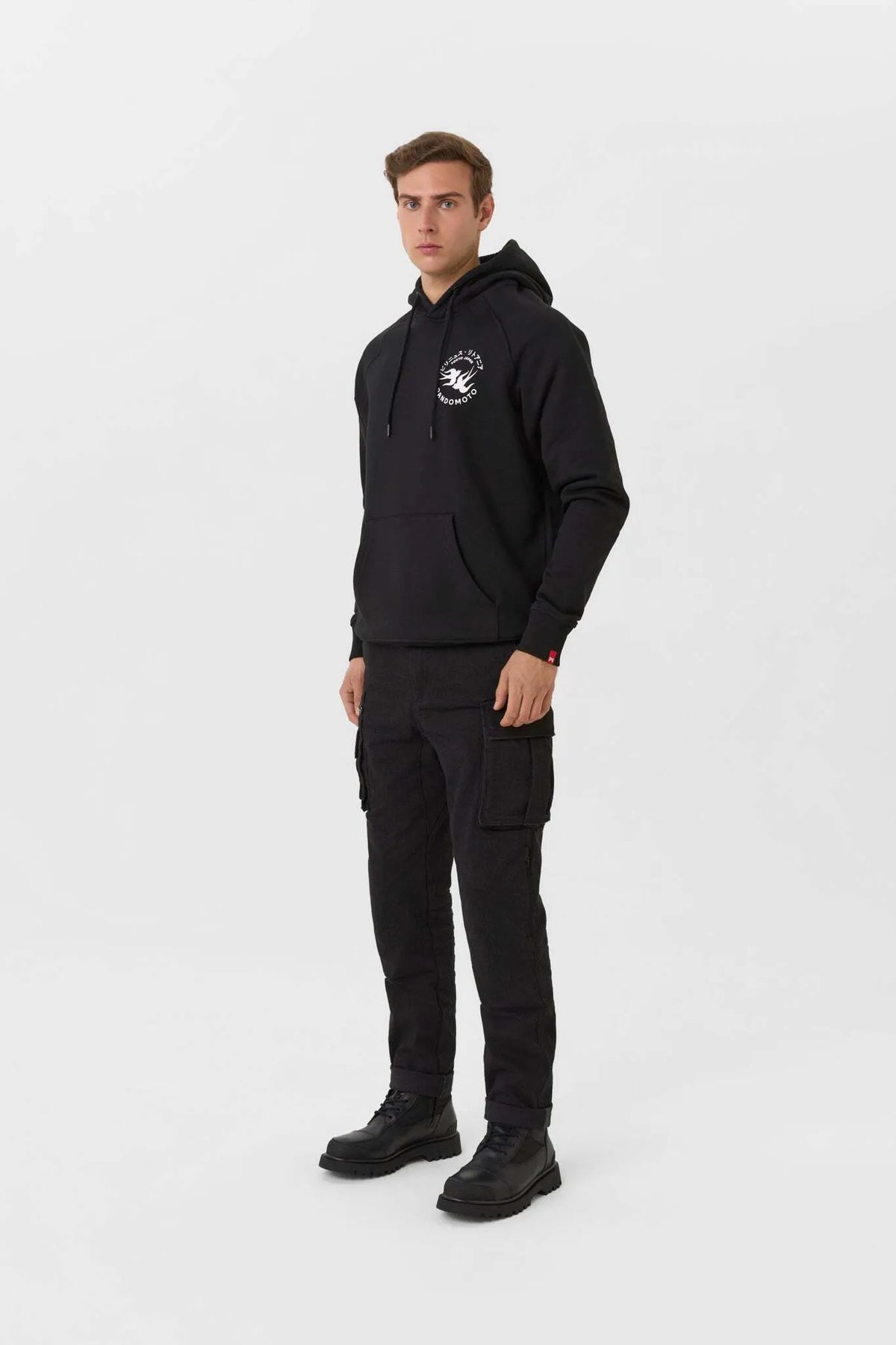 MAX TOKYO BLACK – laisvo kirpimo motociklininko džemperis su gobtuvu, unisex
