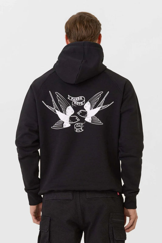 MAX TOKYO BLACK – laisvo kirpimo motociklininko džemperis su gobtuvu, unisex