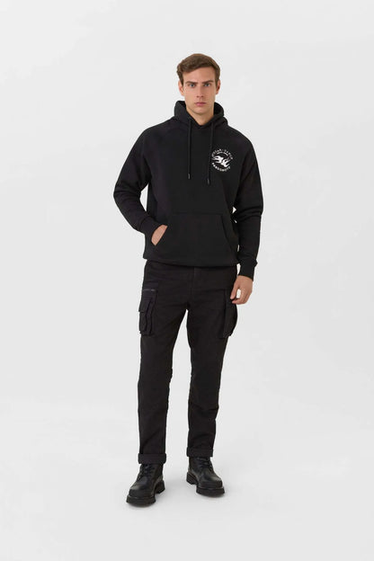 MAX TOKYO BLACK – laisvo kirpimo motociklininko džemperis su gobtuvu, unisex