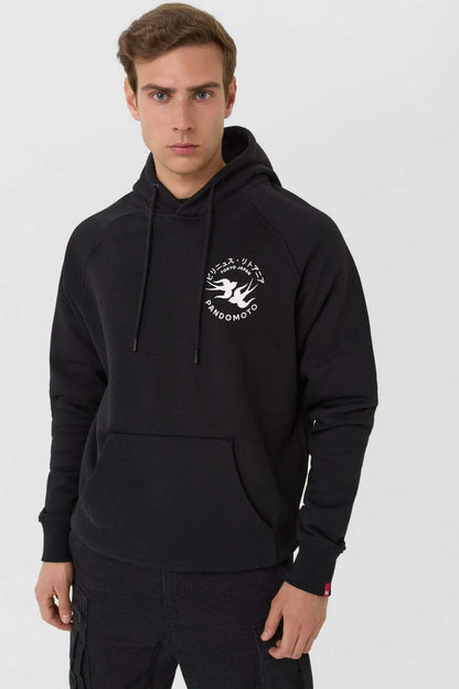 MAX TOKYO BLACK – laisvo kirpimo motociklininko džemperis su gobtuvu, unisex