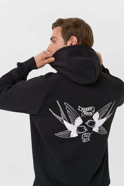 MAX TOKYO BLACK – laisvo kirpimo motociklininko džemperis su gobtuvu, unisex