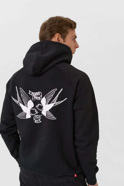 MAX TOKYO BLACK – laisvo kirpimo motociklininko džemperis su gobtuvu, unisex