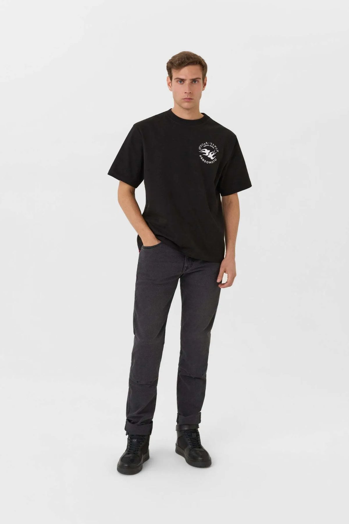 LUKE TOKYO BLACK – oversized marškinėliai motociklininkams, unisex