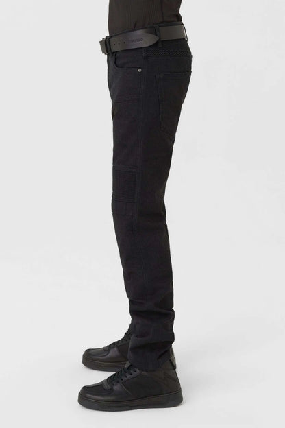 KARLDO SLIM BLACK – siauro kirpimo „Cordura®“ motociklininko džinsai vyrams