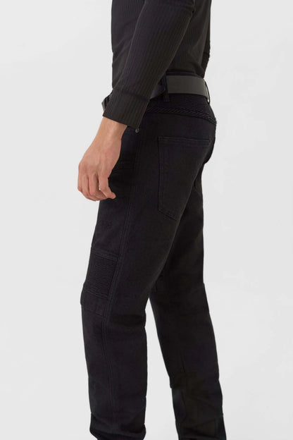 KARLDO SLIM BLACK – siauro kirpimo „Cordura®“ motociklininko džinsai vyrams
