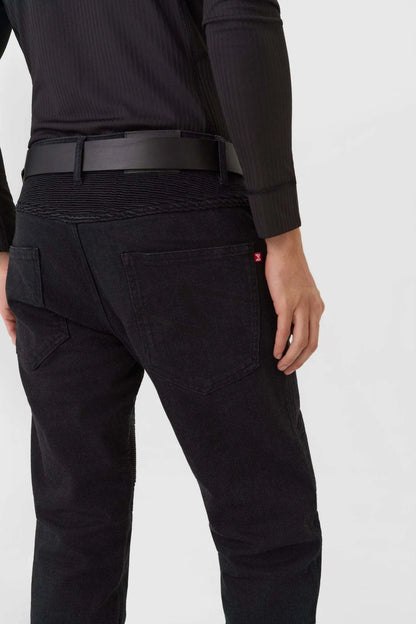 KARLDO SLIM BLACK – siauro kirpimo „Cordura®“ motociklininko džinsai vyrams