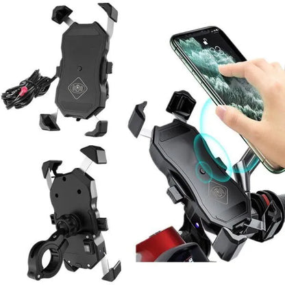 Motorcycle Phone Holder with Wireless Charger and Fast USB - R13W UCH000171