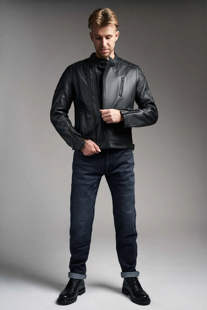 TWIN LEATHER JACKET BLACK - Men’s Leather Motorcycle Jacket