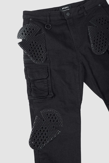 DESERT CARGO BLACK – vyriškos motociklininko kelnės „Cordura®“ chino stiliumi