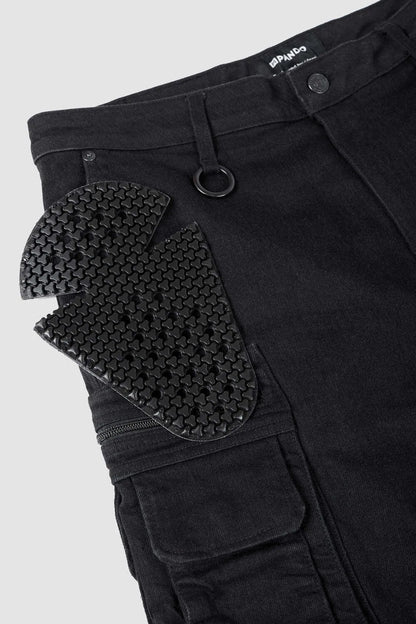 DESERT CARGO BLACK – vyriškos motociklininko kelnės „Cordura®“ chino stiliumi