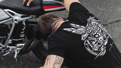MIKE MOTO WING 1 – laisvo kirpimo unisex marškinėliai motociklininkams