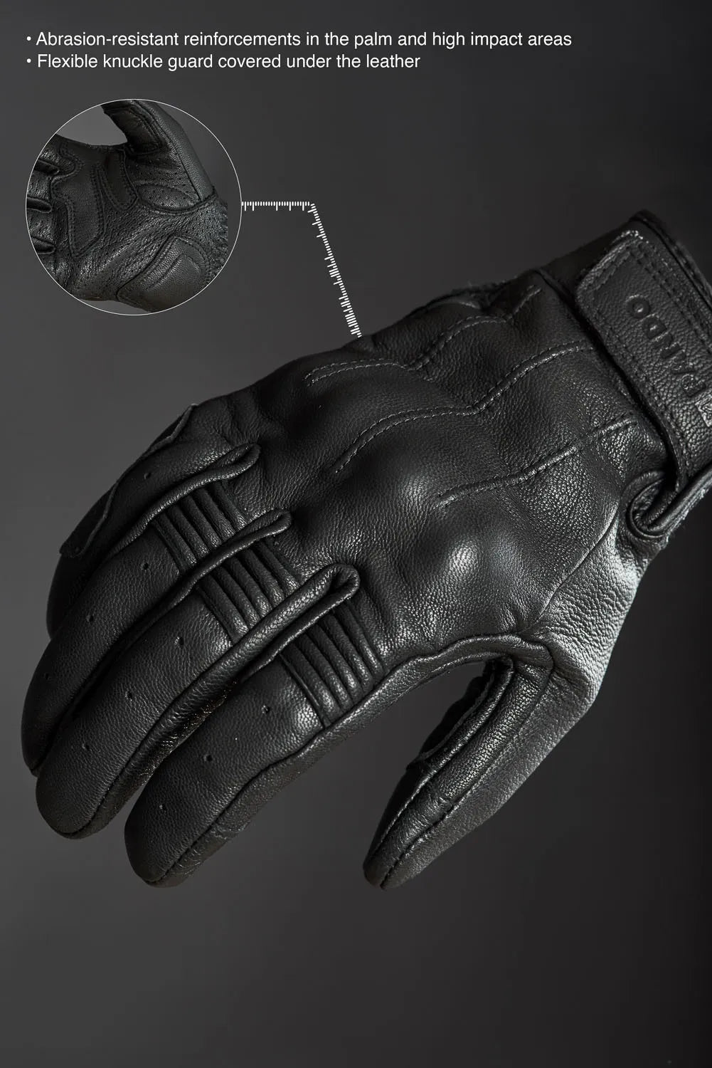 IVY BLACK - Leather Summer Motorcycle Gloves