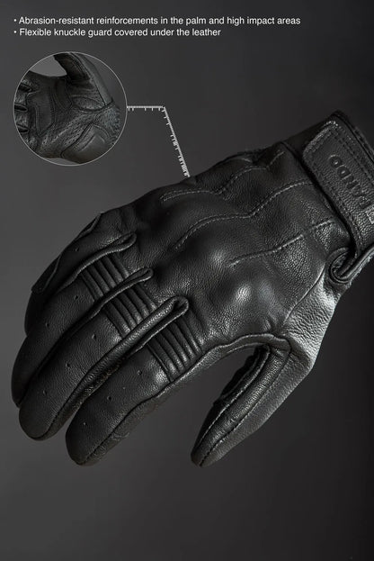 IVY BLACK - Leather Summer Motorcycle Gloves