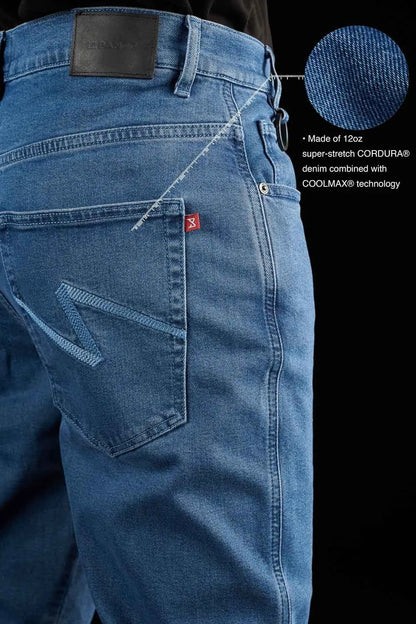 JAMES REGULAR BLUE – vyriški motociklininko džinsai, įprasto kirpimo, CORDURA®