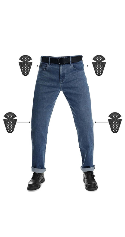 JAMES REGULAR BLUE – vyriški motociklininko džinsai, įprasto kirpimo, CORDURA®