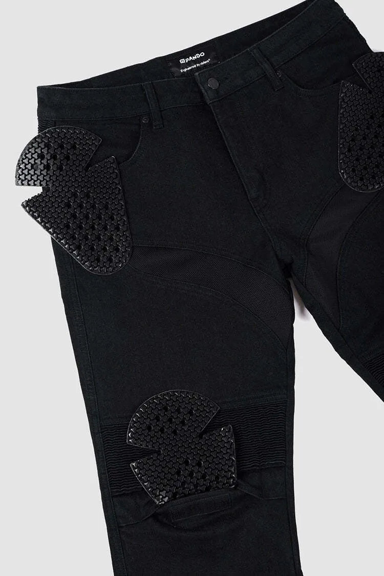 KARLDO SLIM BLACK – siauro kirpimo „Cordura®“ motociklininko džinsai vyrams