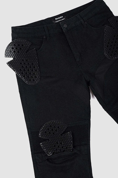 KARLDO SLIM BLACK – siauro kirpimo „Cordura®“ motociklininko džinsai vyrams