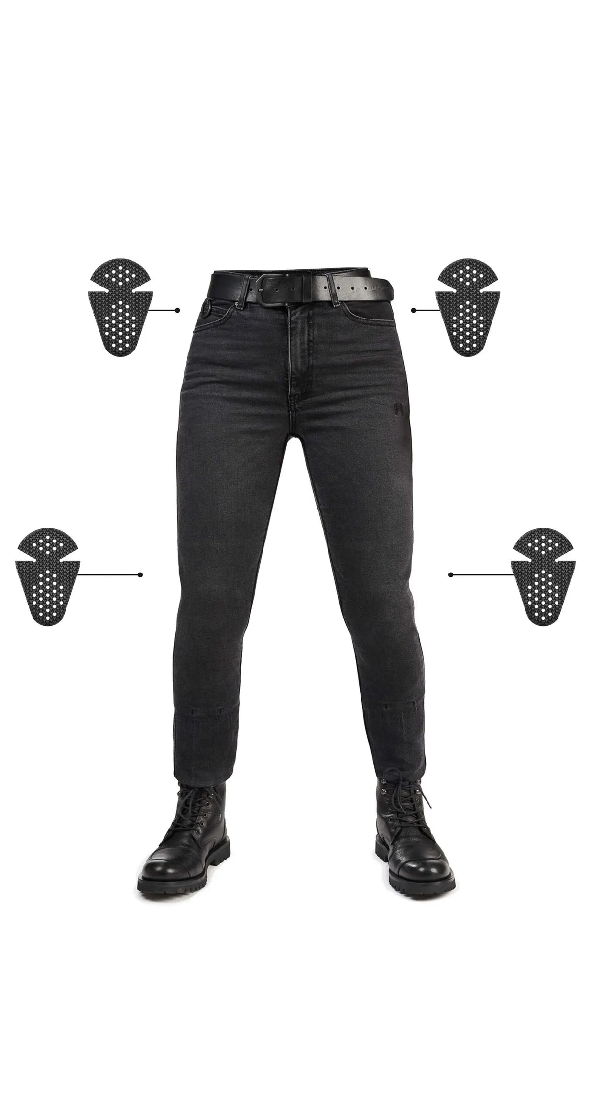 KAYA SLIM GREY – moteriški „Armalith®“ motocikliniai džinsai, „Slim“ kirpimo