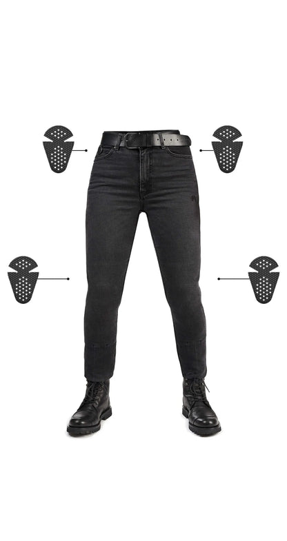 KAYA SLIM GREY – moteriški „Armalith®“ motocikliniai džinsai, „Slim“ kirpimo