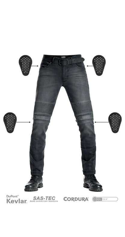 KARL DEVIL 9 – vyriški siauro kirpimo motociklininko džinsai iš Cordura®