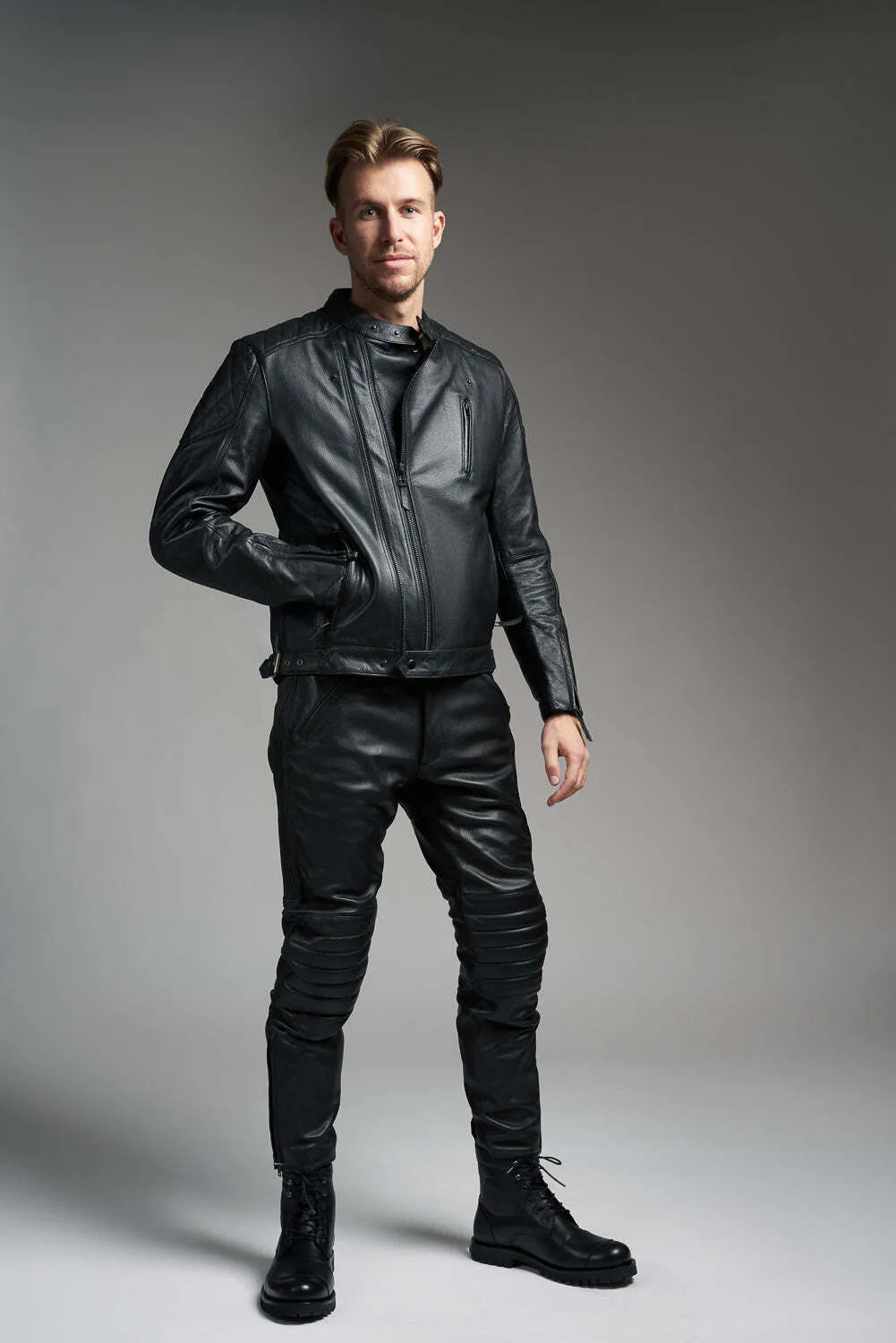 TWIN LEATHER JACKET BLACK - Men’s Leather Motorcycle Jacket