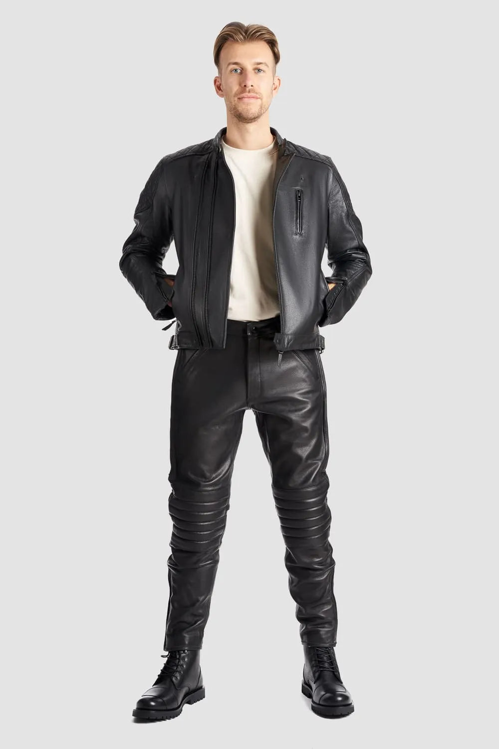 TWIN LEATHER JACKET BLACK - Men’s Leather Motorcycle Jacket