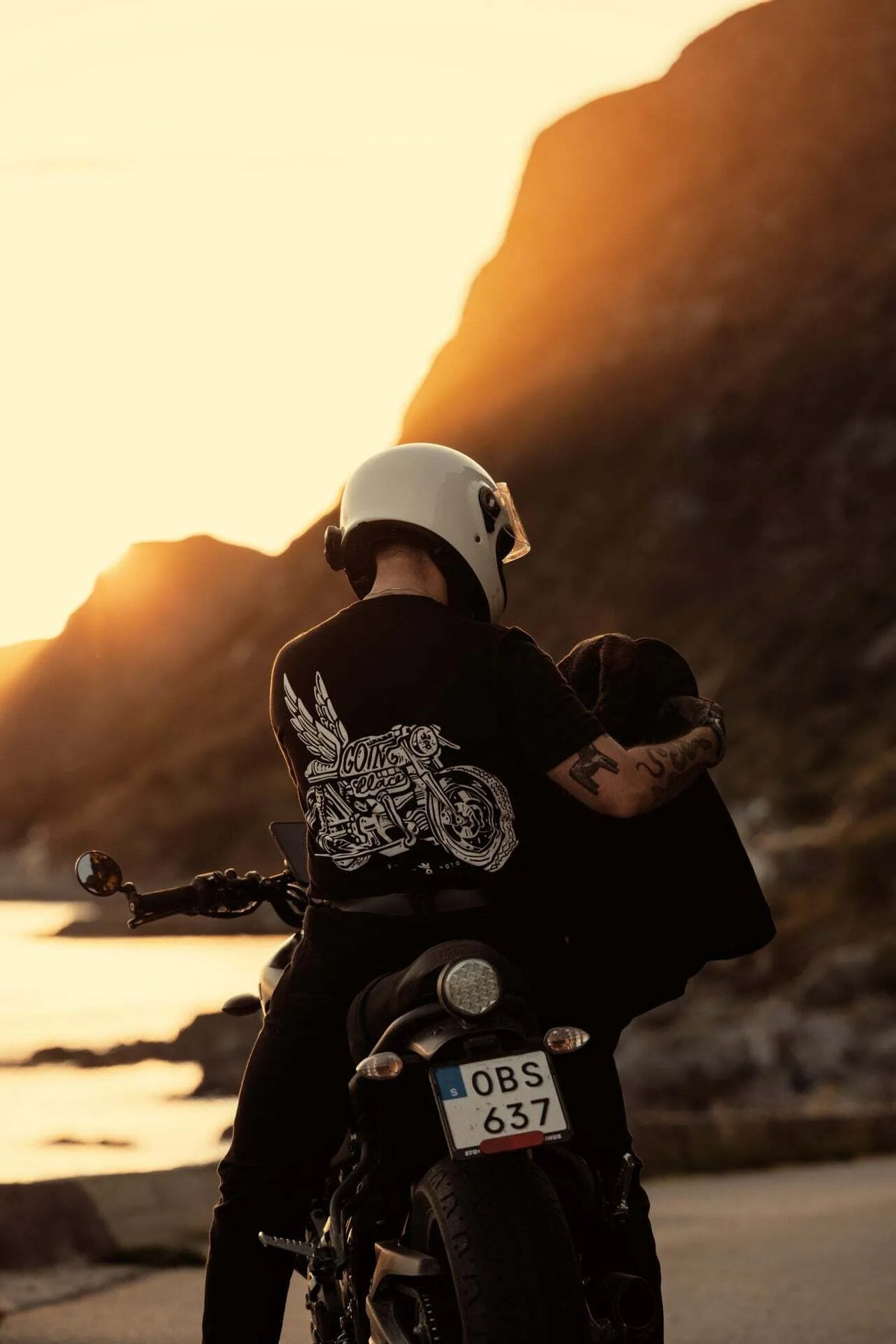 MIKE MOTO WING 1 – laisvo kirpimo unisex marškinėliai motociklininkams