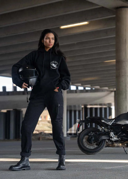 MILA CARGO BLACK – moteriški chino stiliaus „Cordura®“ motociklininkės džinsai