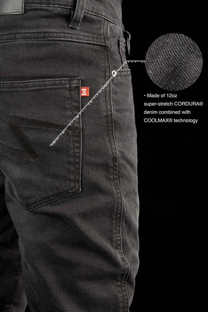 ROBBY SLIM BLACK – vyriški siauro kirpimo motociklininko džinsai iš Cordura®