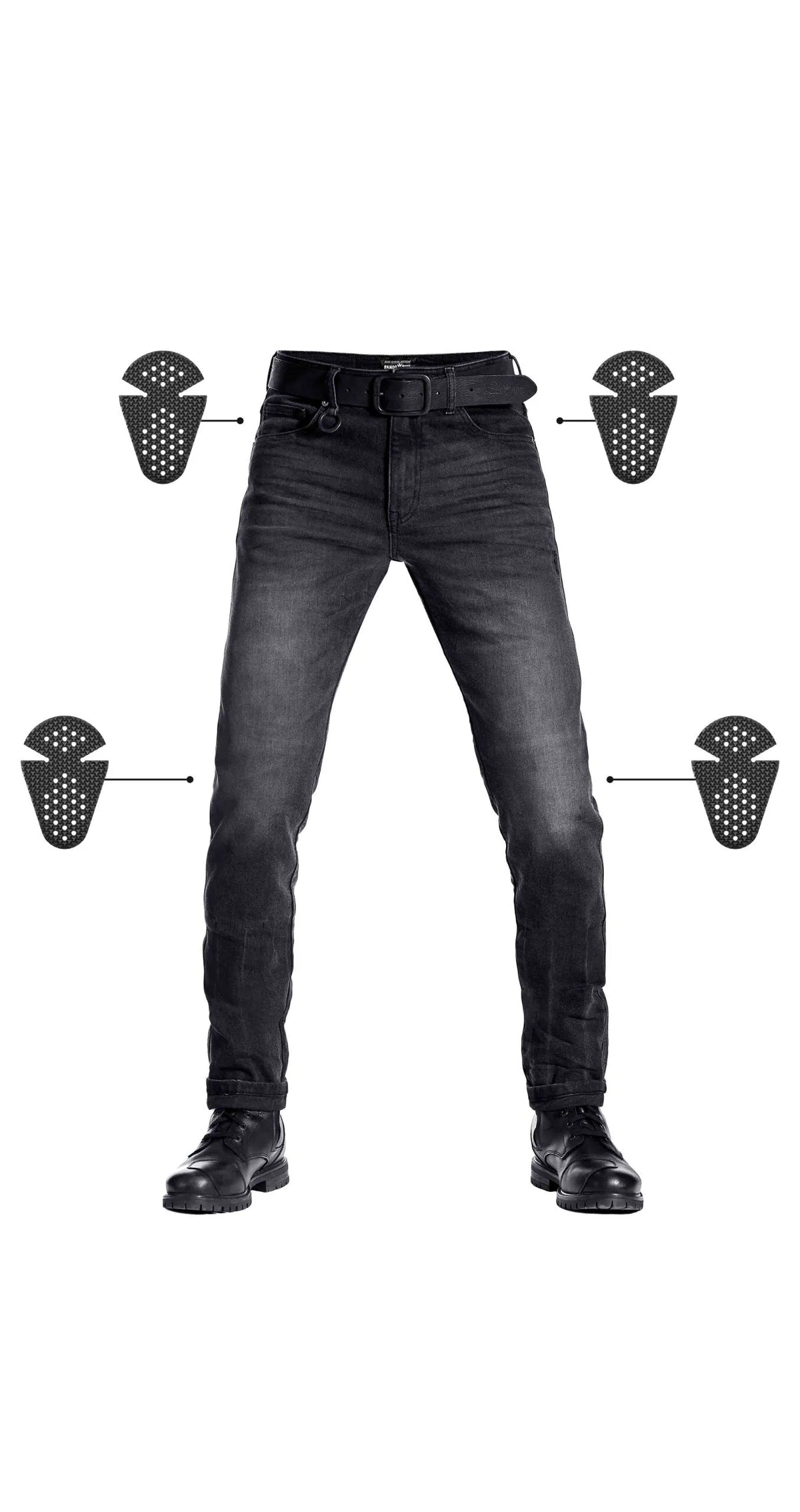 ROBBY SLIM BLACK – vyriški siauro kirpimo motociklininko džinsai iš Cordura®